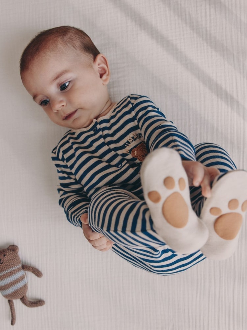 Navy Stripe Mummys Little Cub Sleepsuit